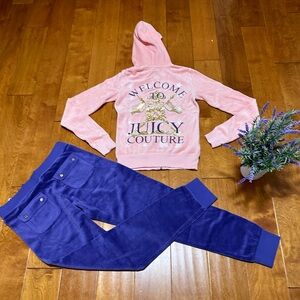Juicy couture logo velour hoodie & pockets pants